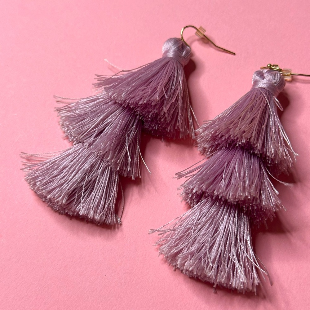 Lavender tassel earrings - Picture 1 of 7